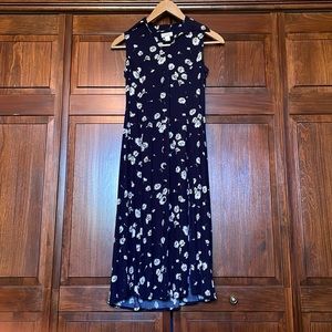 Christopher & Banks navy flower button up dress, size 6